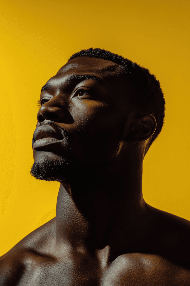 Portrait against a yellow background
